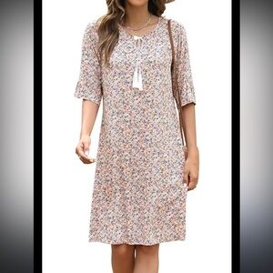 NWT Peach Floral Print Women's Dress